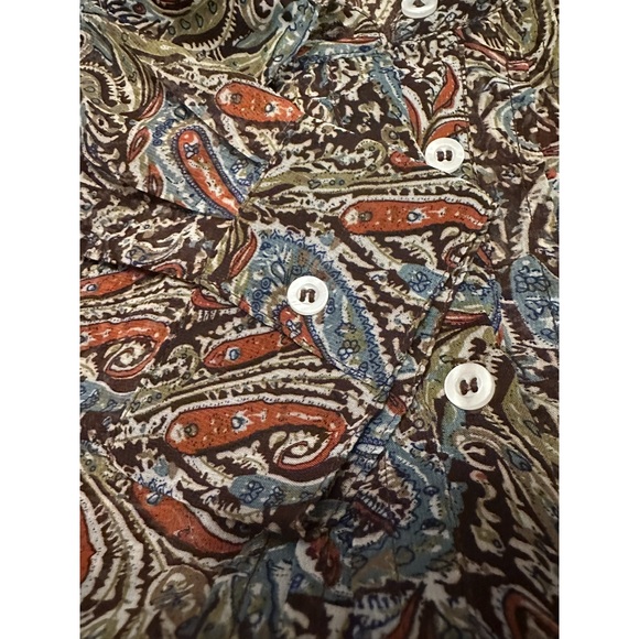 Simply Noelle S/M 8-10 Blouse Flowy bottom, button accents long sleeve Paisley - Picture 7 of 12